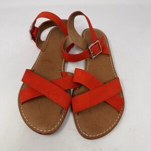 Abound Sandal Woman 9M Red Finn Ankle Strap Fabric Nordstrom Buckle Shoe‎